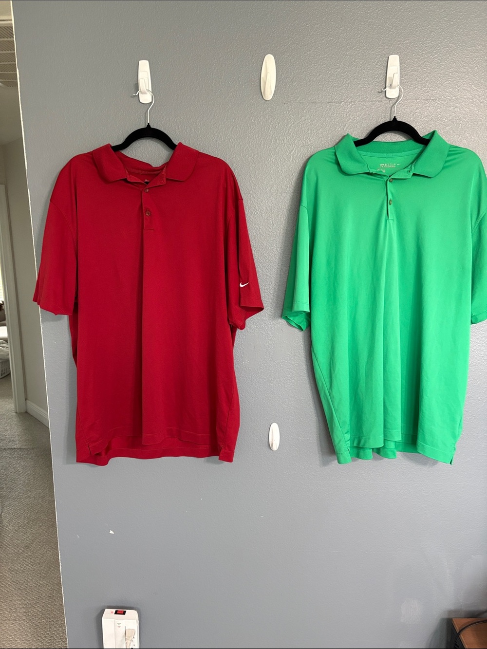 Nike Golf DRI-Fit Men's Red and Green Polo Pair - Swoosh Detail Size XXL